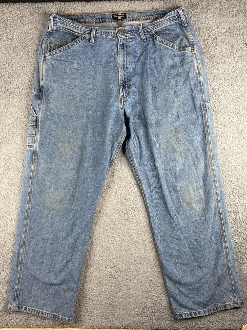 Polo Jeans Co Ralph Lauren Carpenter Jeans Men's SZ 38x32 Blue Cotton Workwear